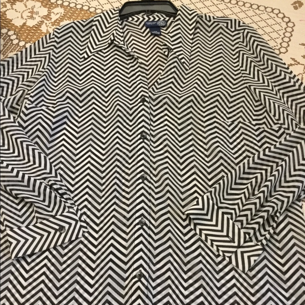 A black and white sheer top